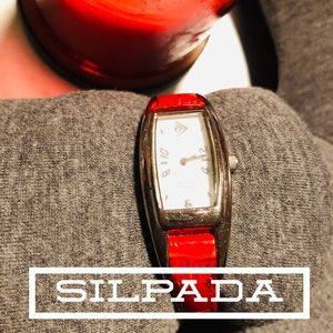 Silpada🌟 Vintage Leather classic beauty Watch Red. (Smoke Free Home)